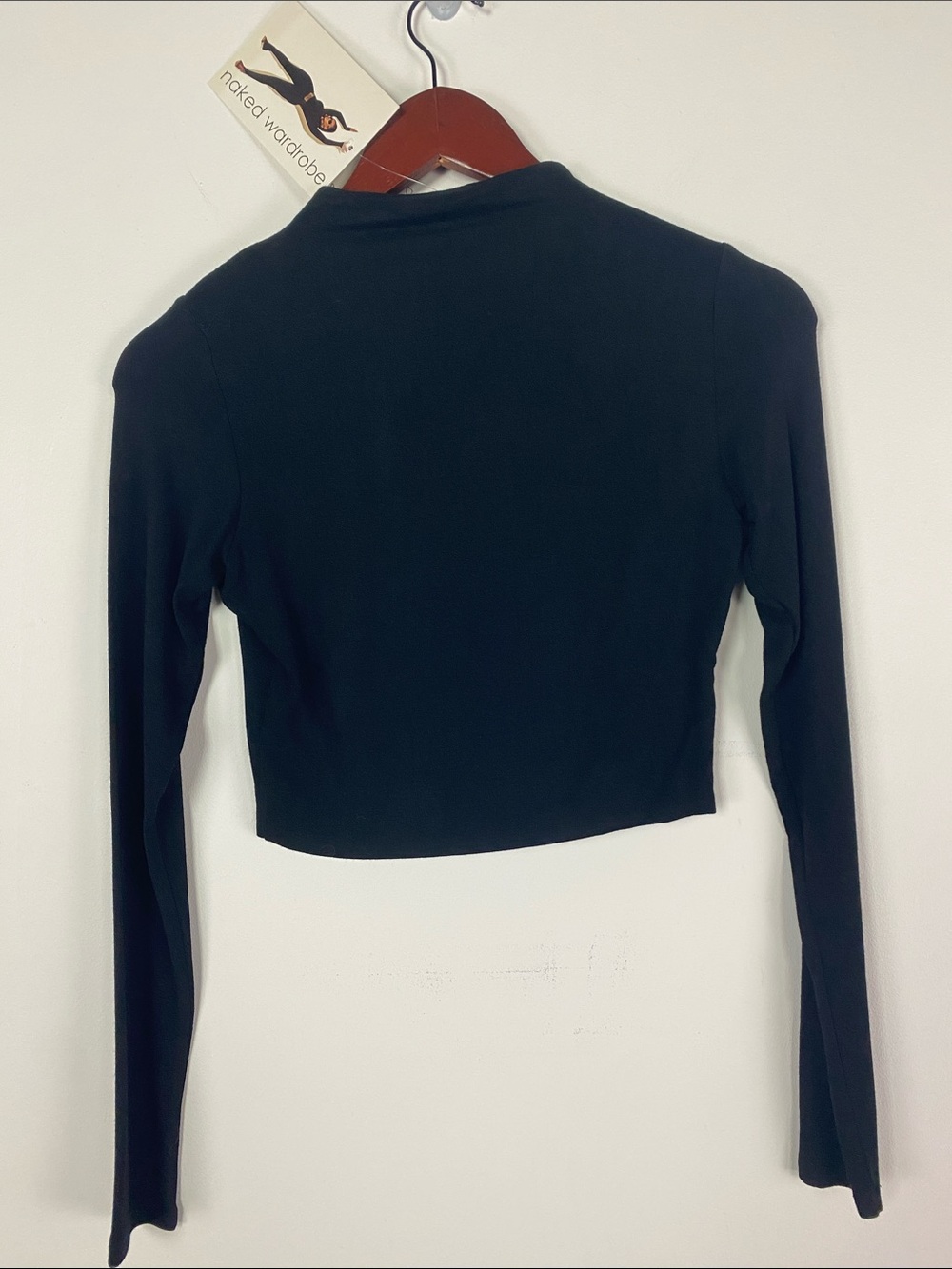 naked wardrobe Black Long-Sleeve Cropped Top - Picture 3 of 5